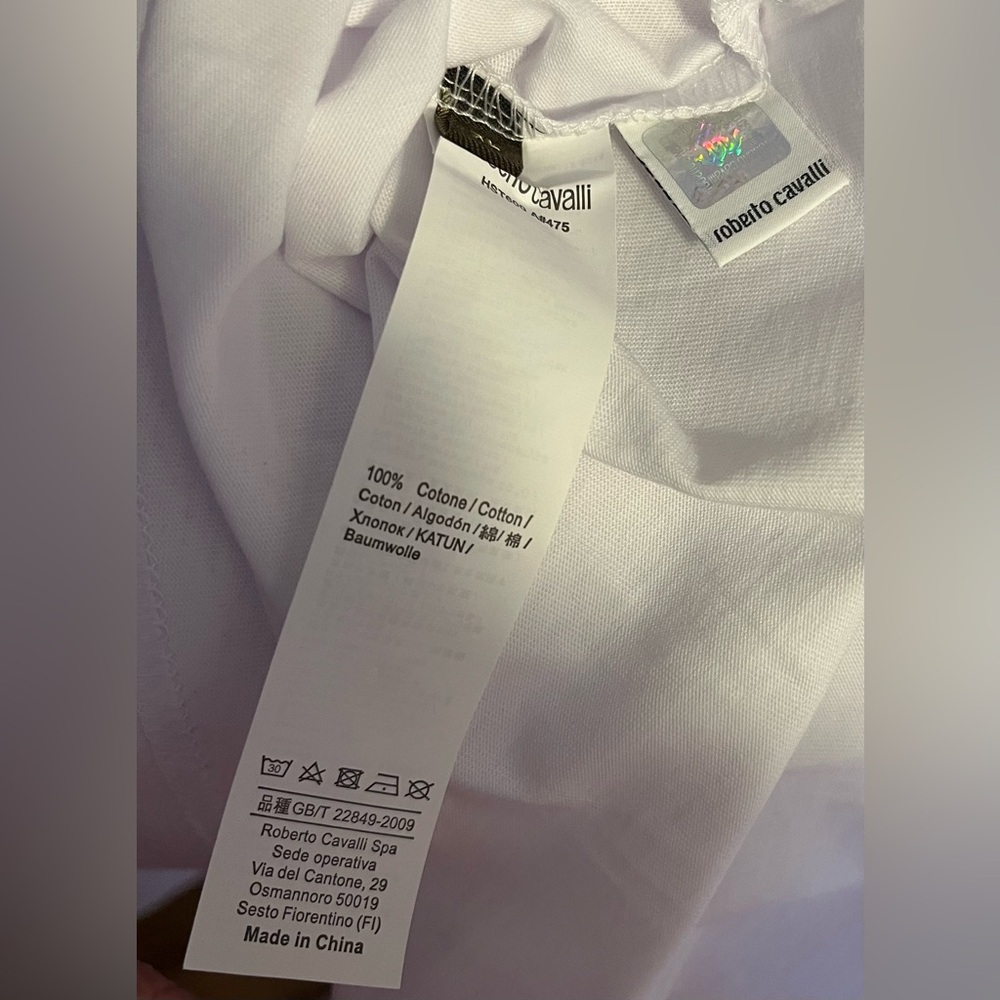 Roberto Cavalli White Tee with reddish and Yellow Eagle Graphic - Picture 10 of 10